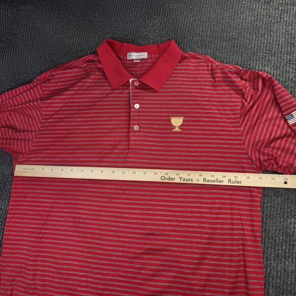 Peter Millar Polo Shirt Presidents Cup Mens XL Red Stripe USA Golf PGA Tour Flag - Picture 8 of 11